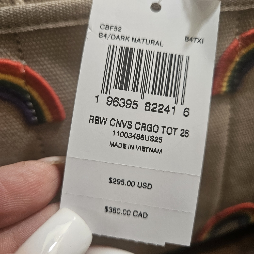 Coach Beige Canvas Tote Bag with Rainbow Accents With Straps - Picture 14 of 14